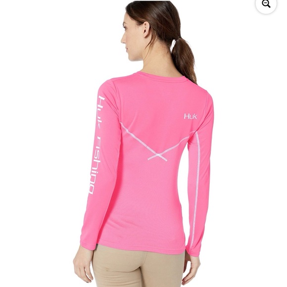 Huk Women's Vibrant Pink Long Sleeve Tee - Picture 2 of 8